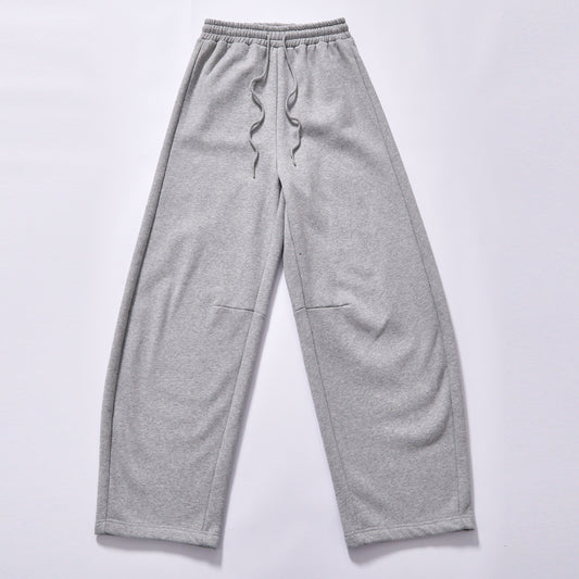 Minimalist Premium Drape Straight Sweatpants Soft Fluffy Cotton Drawstring for  Campus Basketball Street Style Outfit