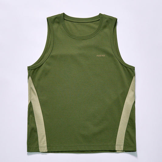 hot selling custom logo crew neck tank shirt straight bottom hem athletic training loose vest gym fitness workout outfit