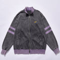 hot selling rib color block collar cuff hem zip up coat elastic rib cuffs & bottom hem unisex loose faded athletic fleece jacket daily commute casual outer layer