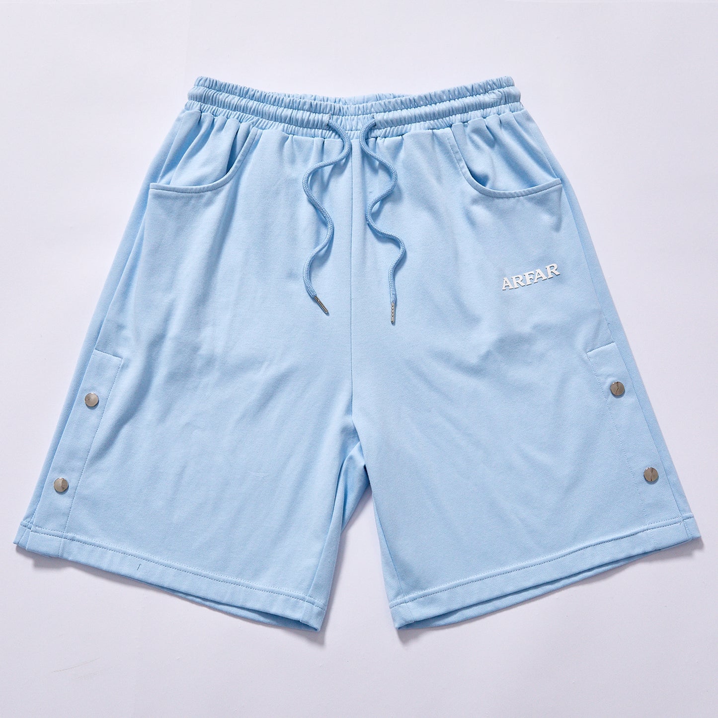 bulk wholesale custom logo elastic drawstring waist fleece knee length track shorts double stitched leg hem summer breathable street sport bottoms leisure sweat shorts