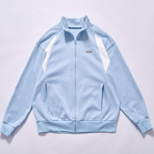 custom trending hot selling olor block zip jacket cotton fleece sports jacket stand collar metal full zip ribbed elastic cuffs  spring autumn transitional hoodie campus daily commute city walk