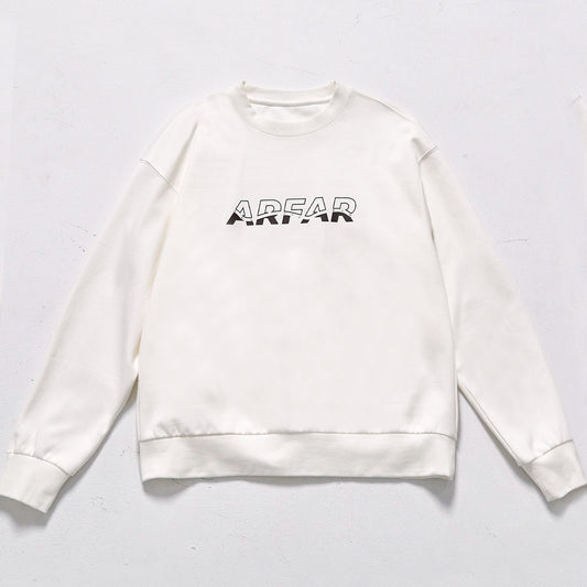 hot selling custom crew neck letter printed sweatshirt t plain cotton fleece pullover casual basic sports top loose boxy fit seamless side seams daily casual outfit