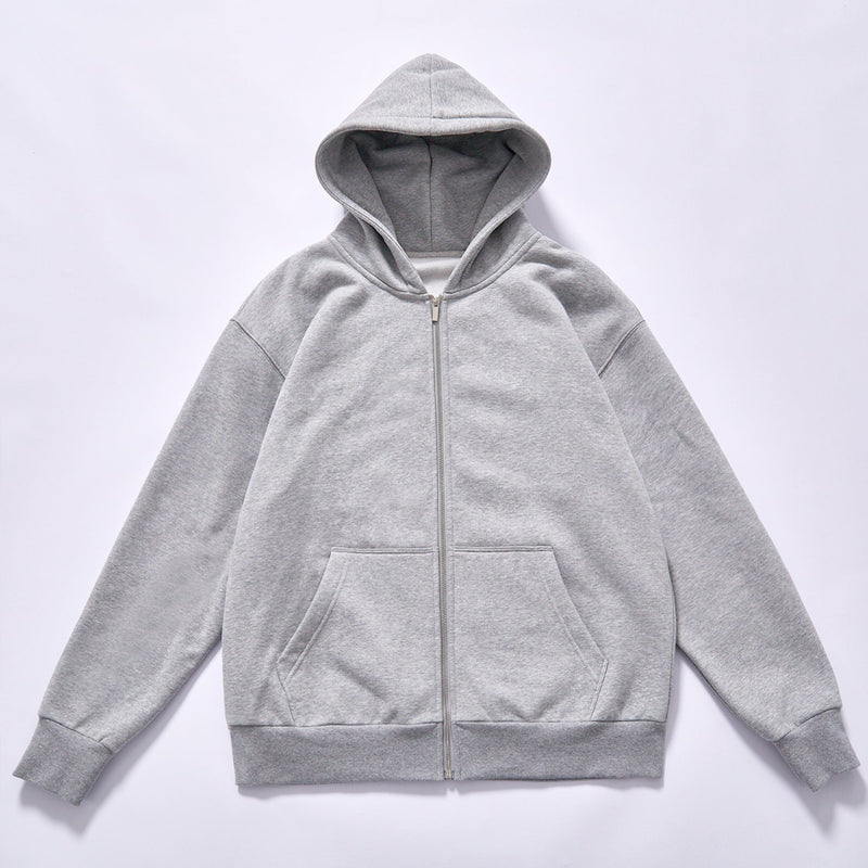 Heather Grey Drop-Shoulder Zip Hoodie
