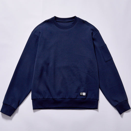 custom hot selling crew neck sweatshirt men navy casual pullover round neck long sleeve sweatshirt french terry pullover plain casual jumper men everyday outer top transitional daily wear top daily commuting