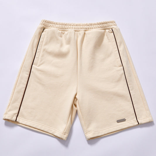 matching set men casual sweat shorts men fleece casual shorts side contrast stripe relaxed fit knee length sweatpants summer daily outfits