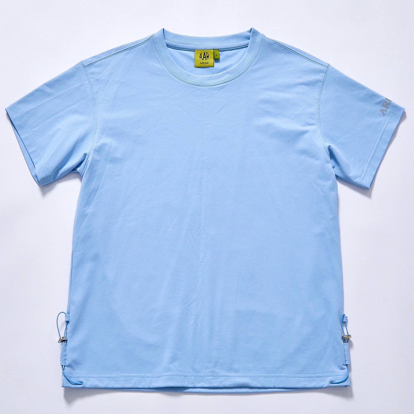 custom light blue men plain cotton t adjustable hem drawstring relaxed casual crew neck t shirt outfits jogging street leisure home
