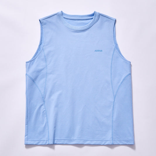 custom logo light blue men sleeveless tank top crew neck relaxed fit sports design lightweight anti sweat summer fitness vest gym fitness jogging running outdoor