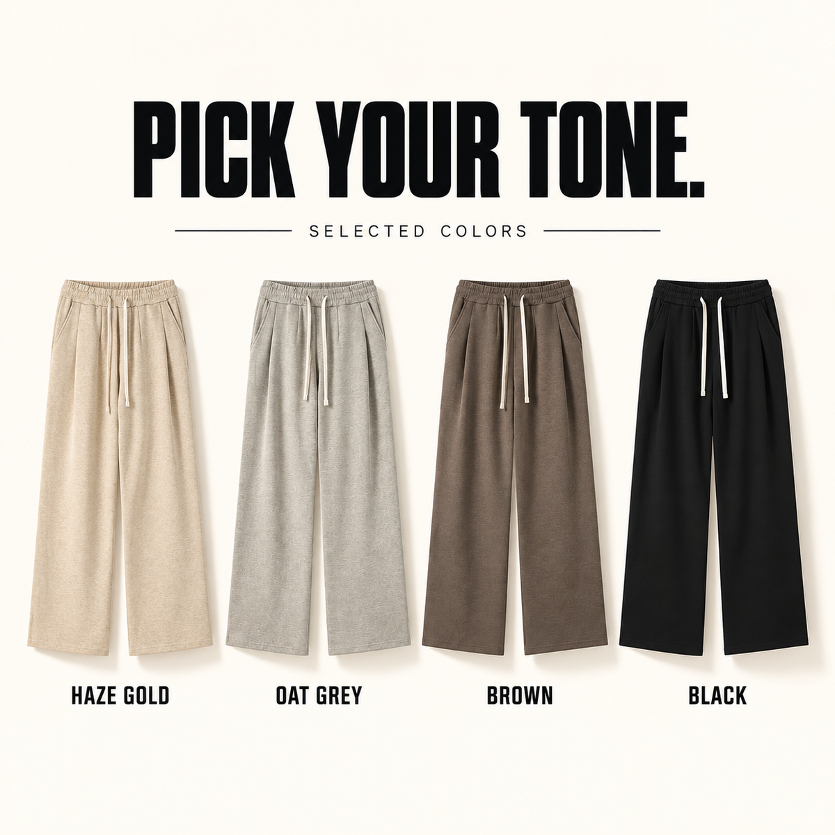 A01262 heather pleated straight-leg sweatpants, ready-stock color selection