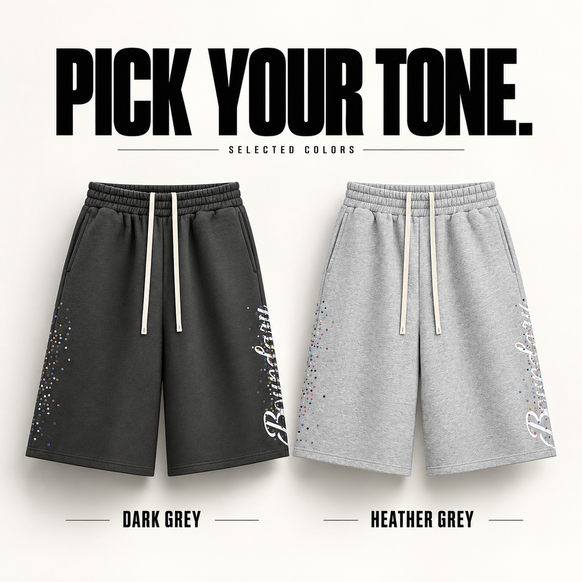 A0668 rhinestone script fleece bermuda shorts, ready-stock color selection