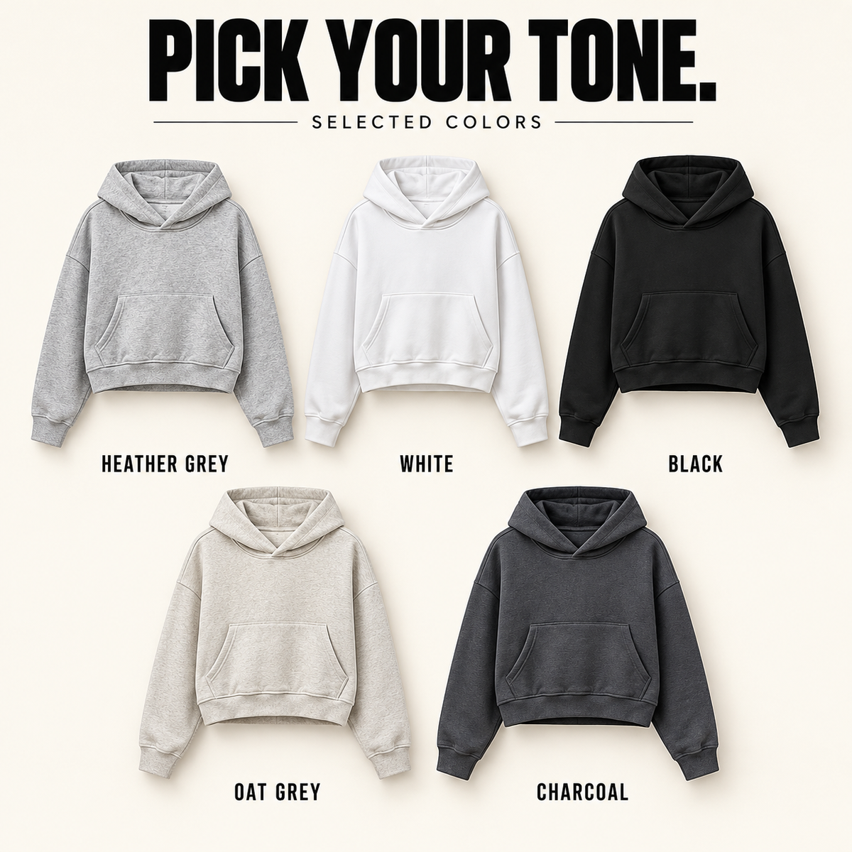 A10552 women's cropped terry pullover hoodie, ready-stock color selection