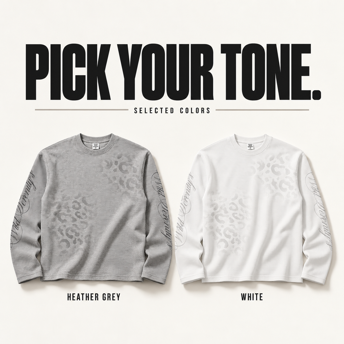 A1068 faded leopard waffle long sleeve t-shirt, ready-stock color selection