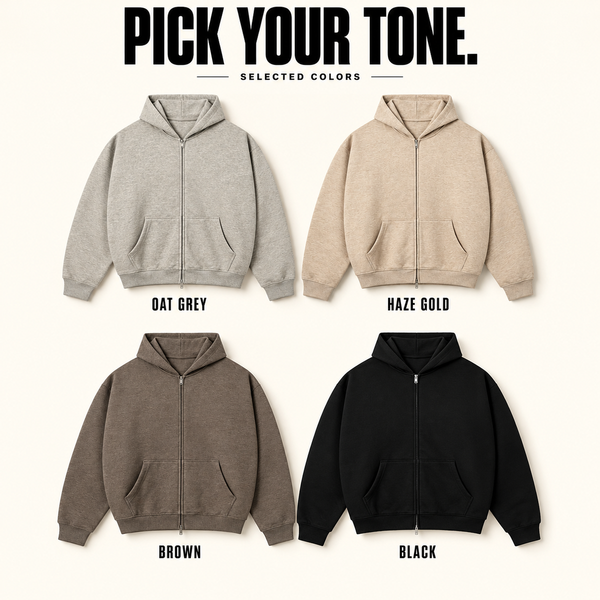 A11262 heather two-way zip hoodie, ready-stock color selection