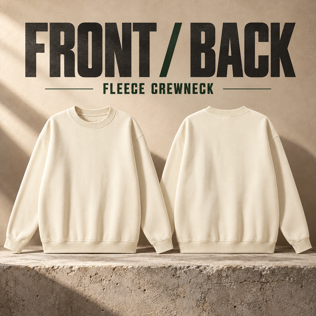 A1152 oversized fleece crewneck sweatshirt, front and back garment construction