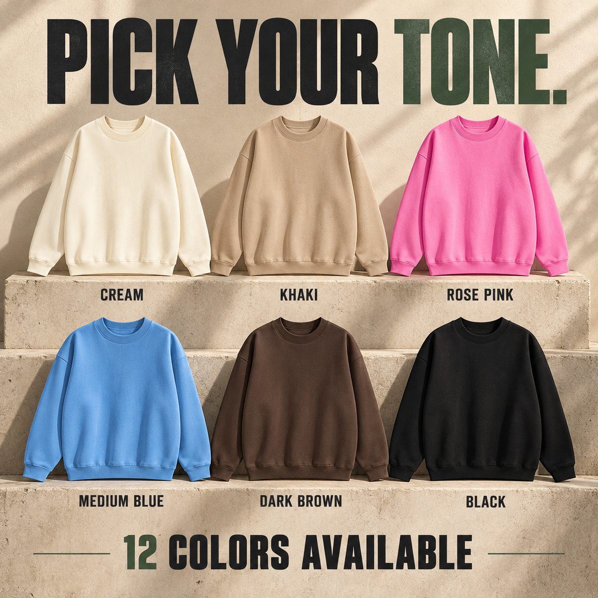 A1152 oversized fleece crewneck sweatshirt, ready-stock color selection
