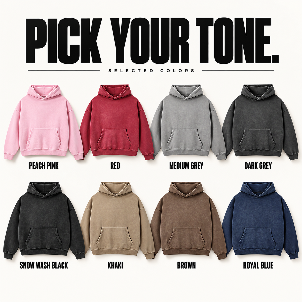 A15362 boxy washed cotton pullover hoodie, ready-stock color selection