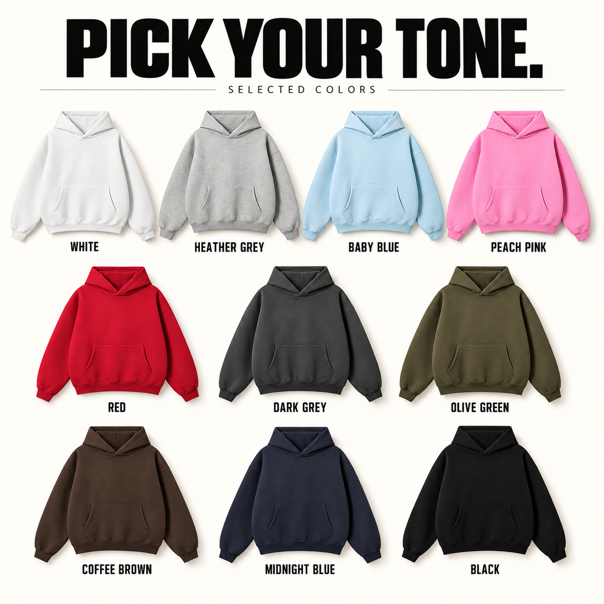 A16362 boxy fleece pullover hoodie, ready-stock color selection