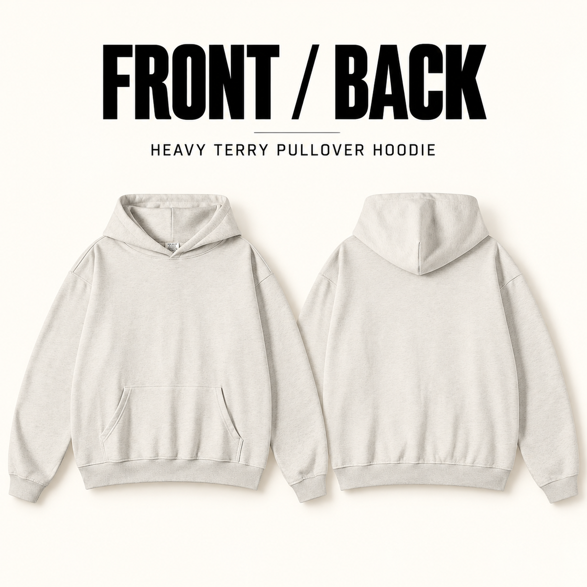 A1700 heavy terry pullover hoodie, front and back garment construction
