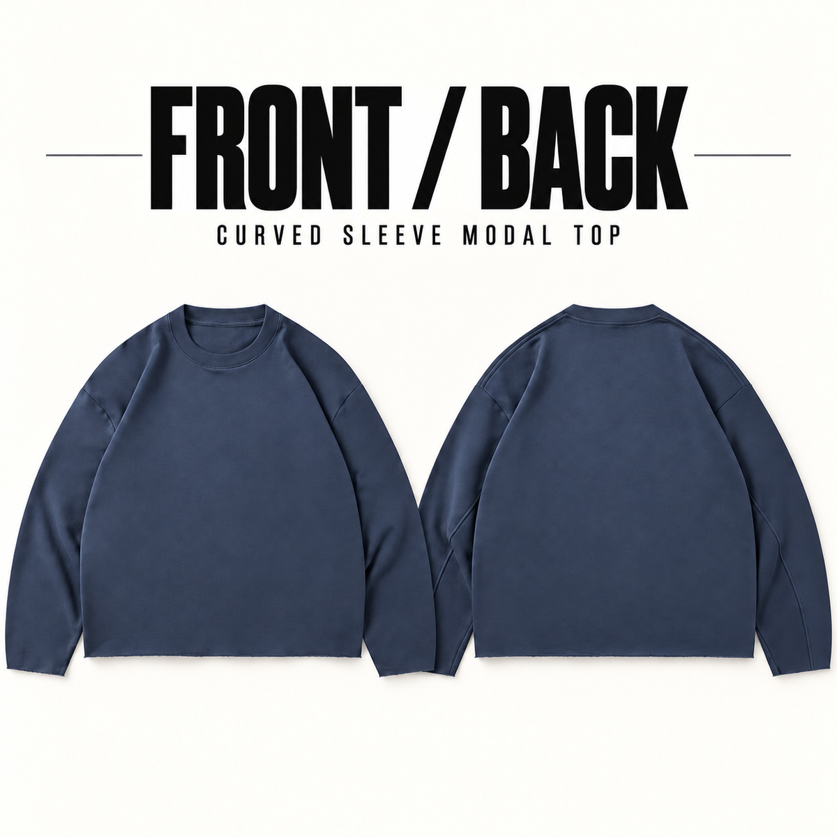 A19362 curved-sleeve modal blend long sleeve t-shirt, front and back garment construction