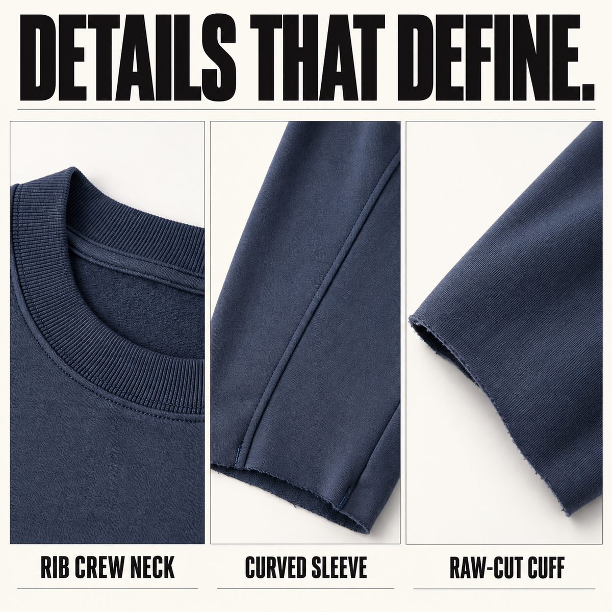 A19362 curved-sleeve modal blend long sleeve t-shirt, close-up construction details