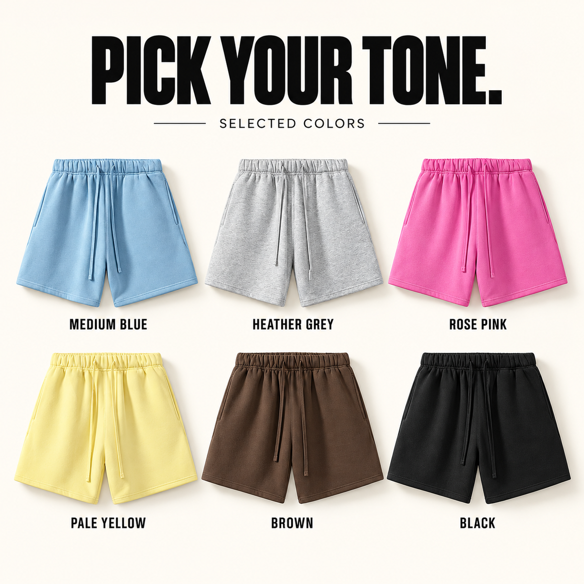 A20852 relaxed fleece sweat shorts, ready-stock color selection