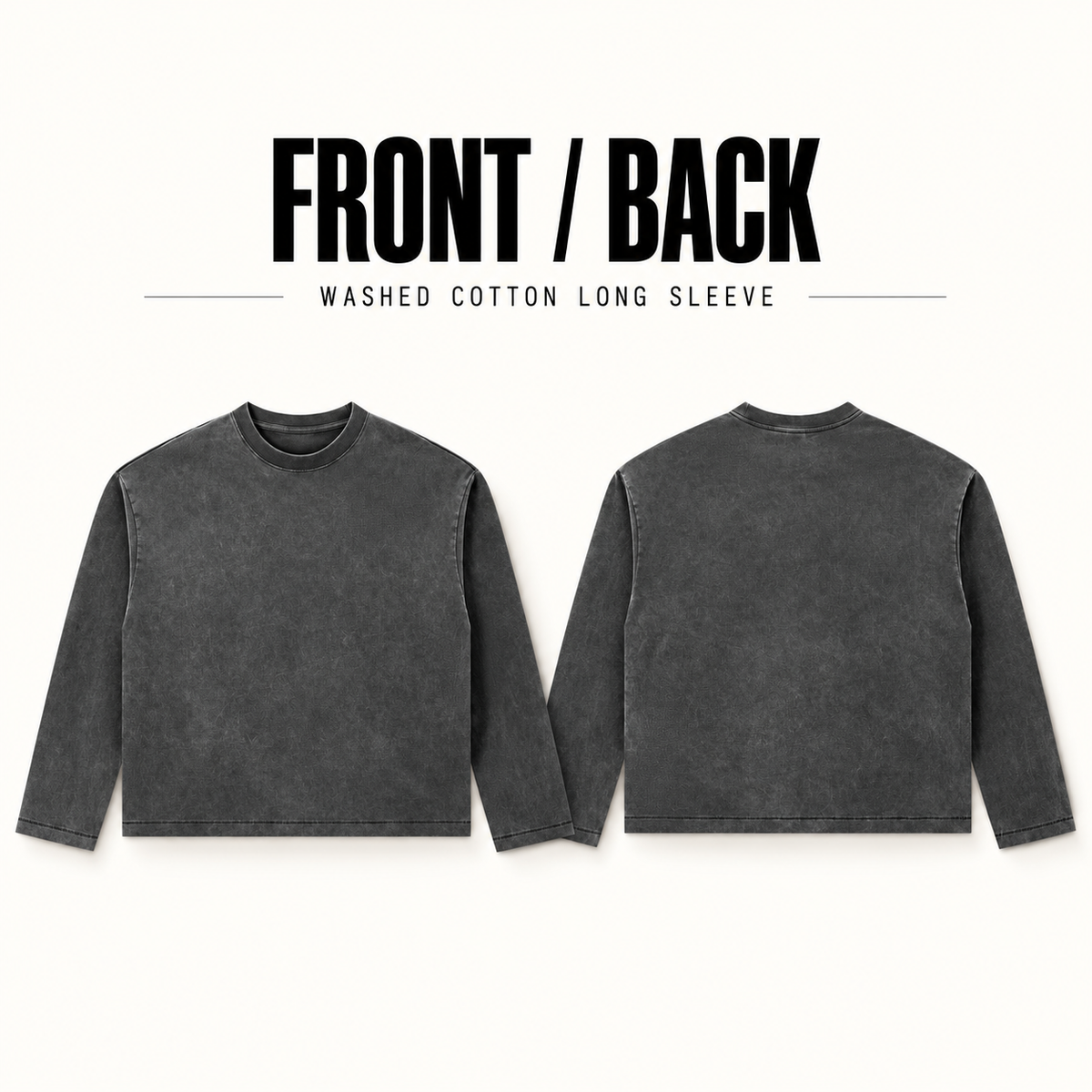 A22362 boxy washed cotton long sleeve t-shirt, front and back garment construction