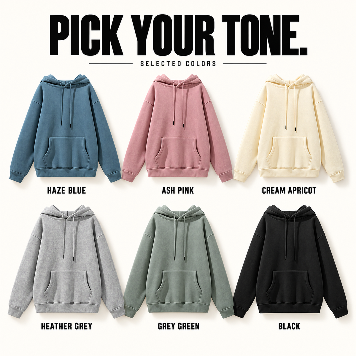 A2262 drawcord fleece pullover hoodie, ready-stock color selection