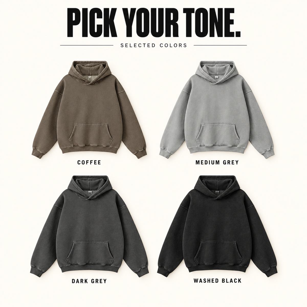 A2542 vintage washed fleece pullover hoodie, ready-stock color selection