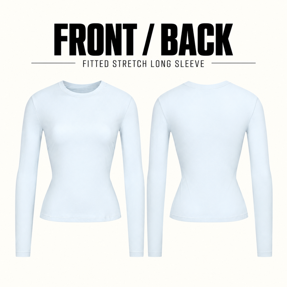 A30162 women's fitted stretch cotton long sleeve t-shirt, front and back garment construction