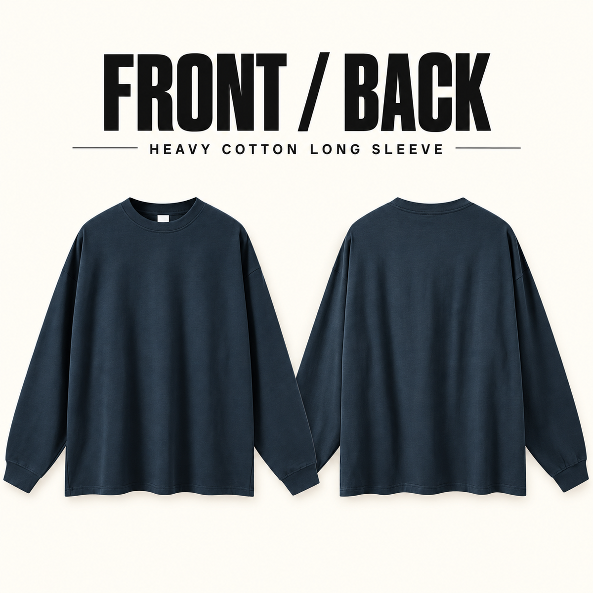 A3100 heavy cotton long sleeve t-shirt, front and back garment construction