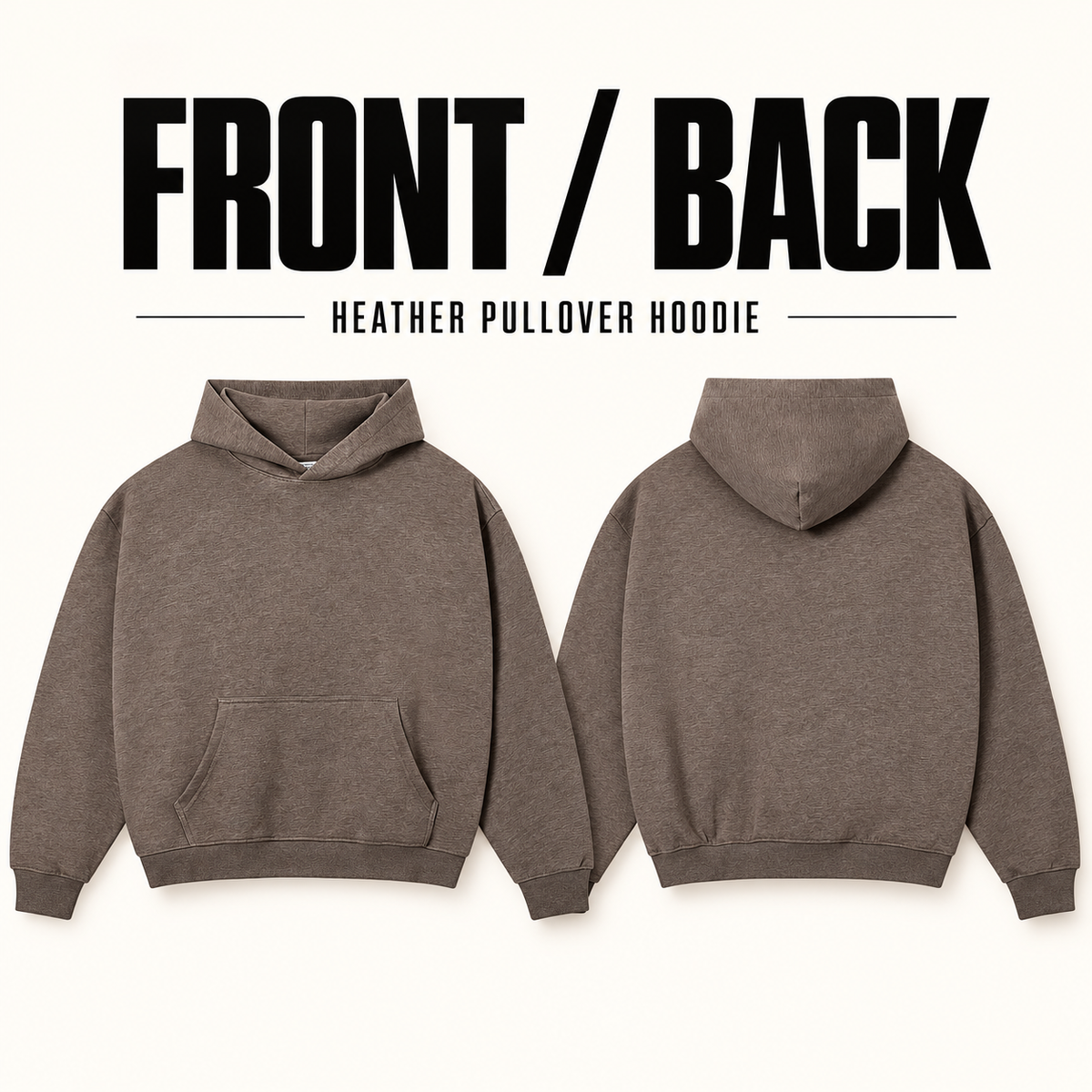A31262 boxy heather pullover hoodie, front and back garment construction