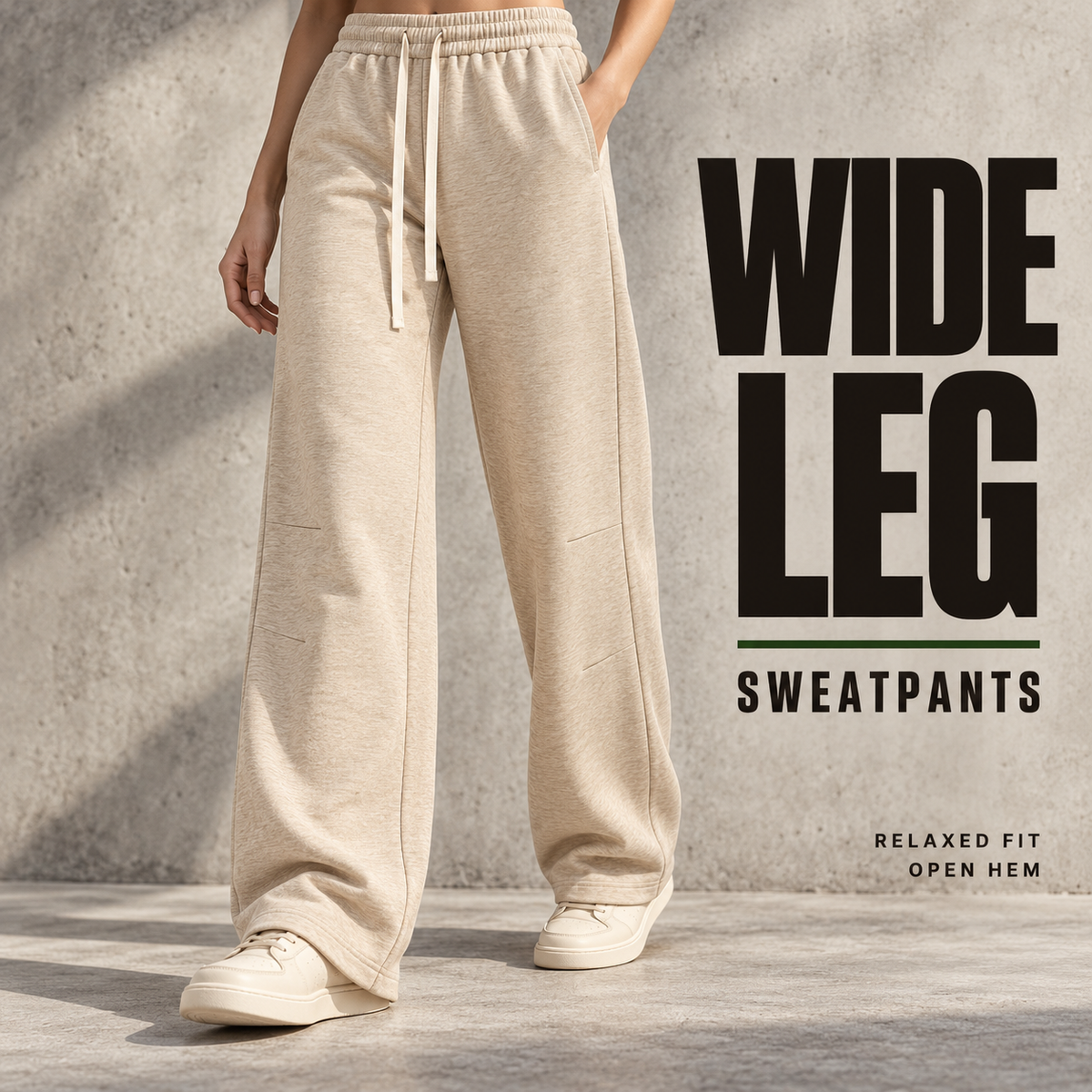 A32262 heather curved-seam straight-leg sweatpants, alternate styling view