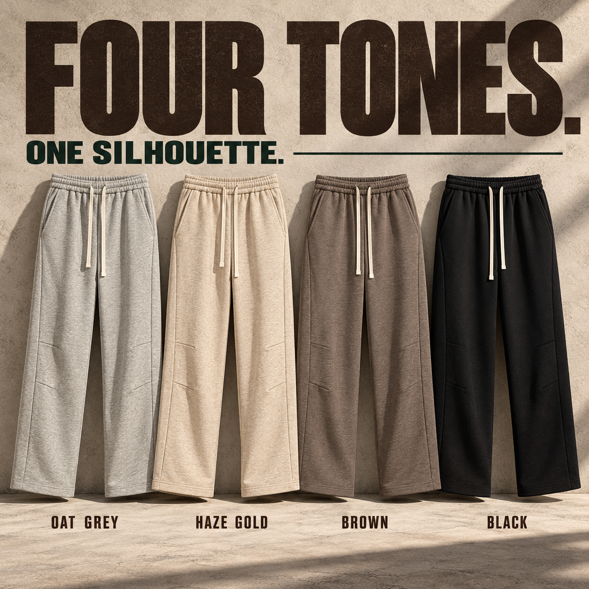 A32262 heather curved-seam straight-leg sweatpants, ready-stock color selection