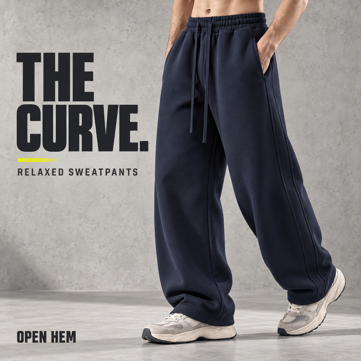 A36362 curved-leg fleece sweatpants, rear or three-quarter styling view