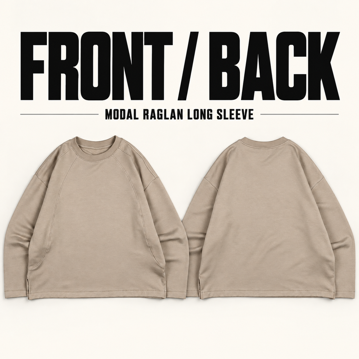 A37362 panel-seam modal blend long sleeve t-shirt, front and back garment construction