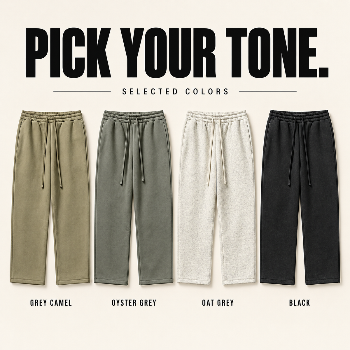 A5042 zip-pocket straight-leg fleece sweatpants, ready-stock color selection