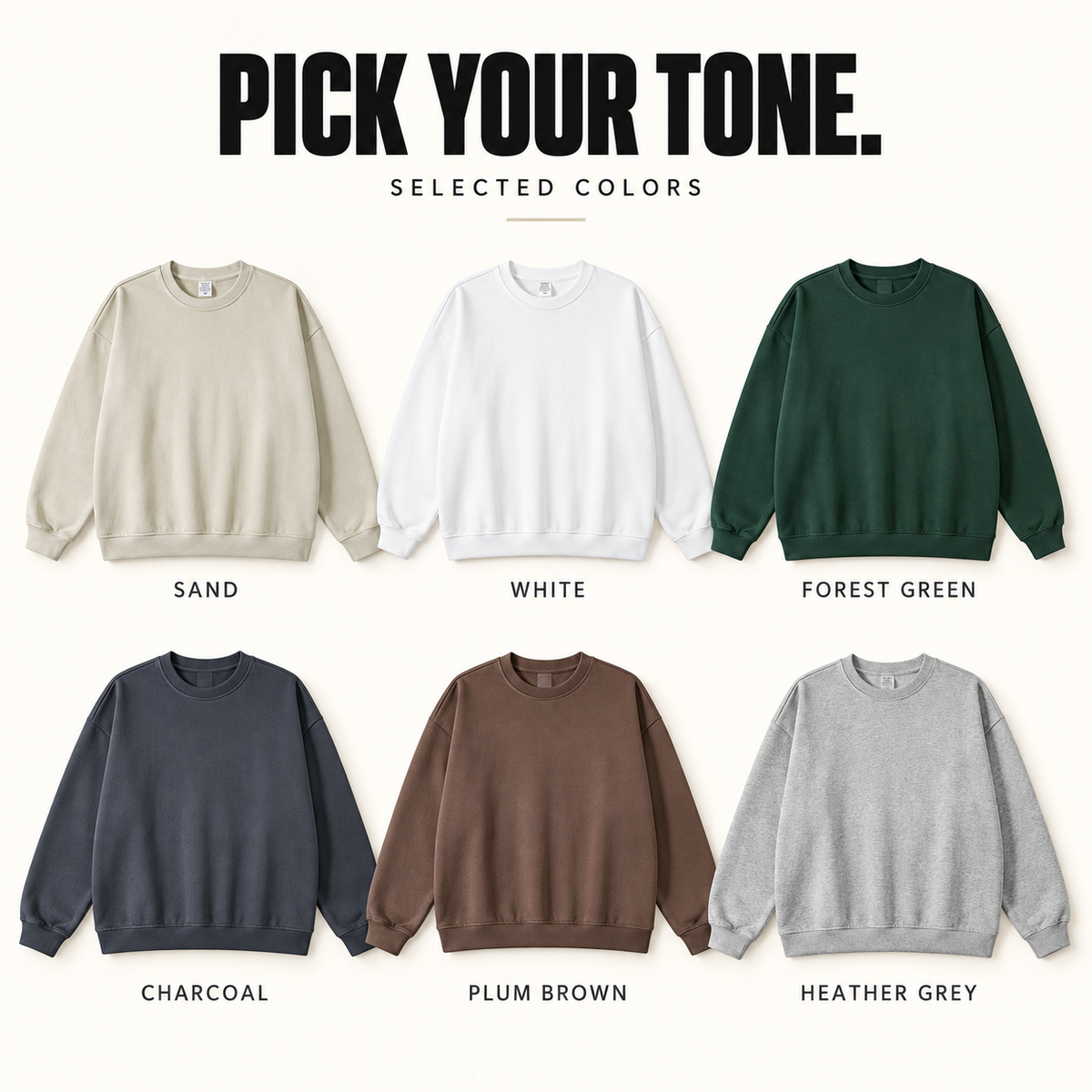 A5710 heavy terry crewneck sweatshirt, ready-stock color selection
