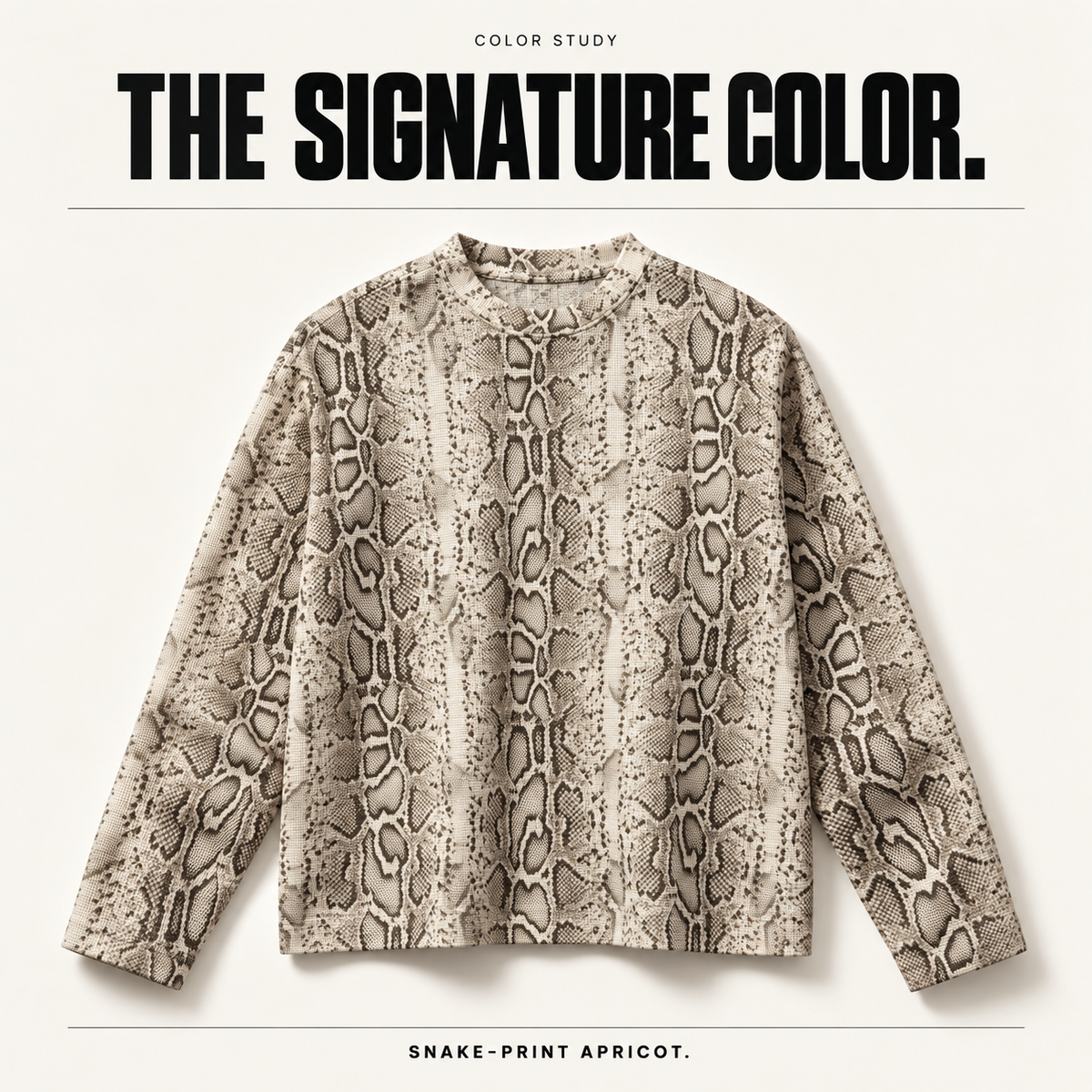 A59362 complete ready-stock color selection board showing Snake-Print Apricot