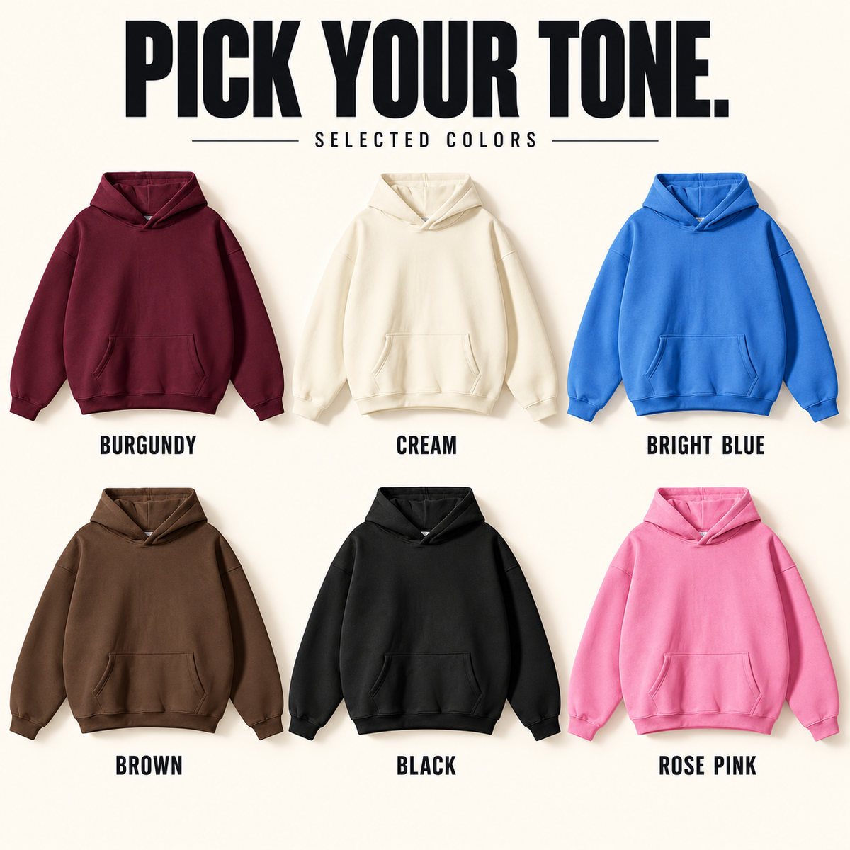 A6042 relaxed plain fleece pullover hoodie, ready-stock color selection