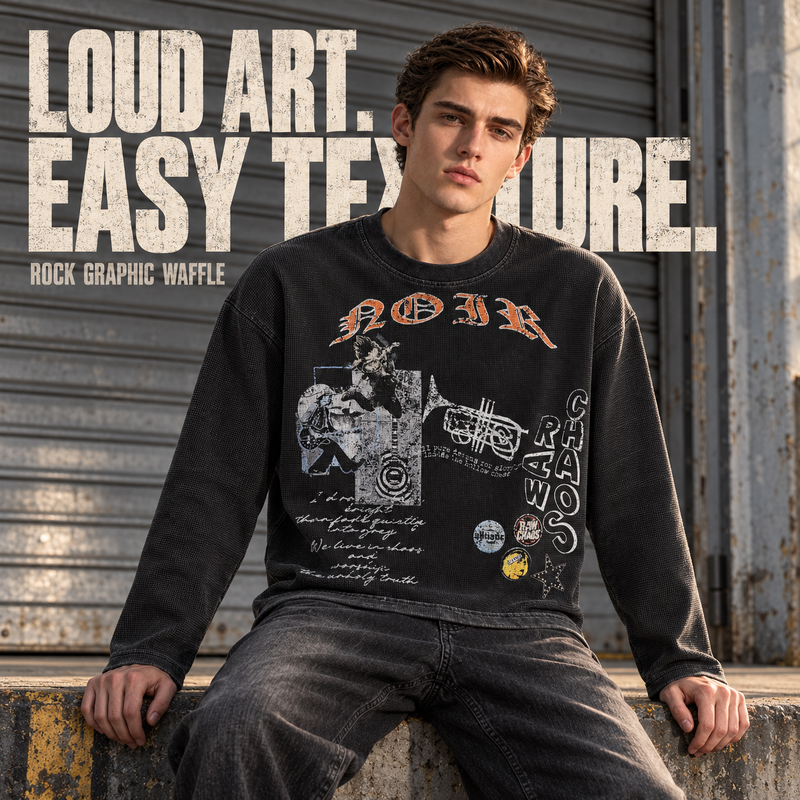 Rock Collage Waffle Long Sleeve T-Shirt
