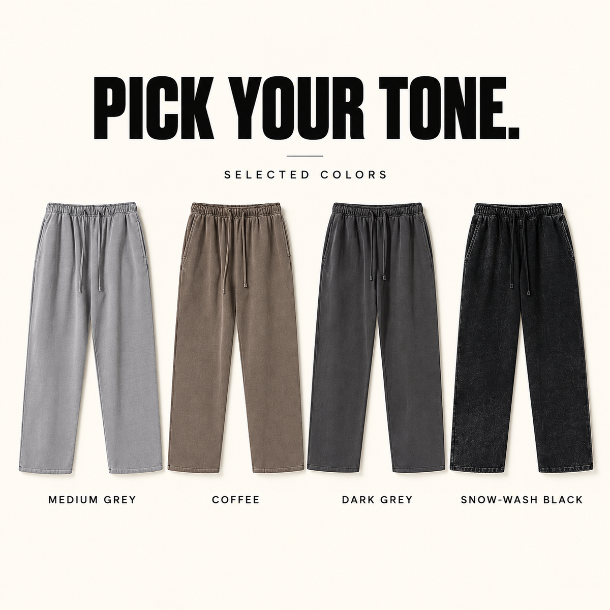 A65552 heavy washed cotton straight-leg sweatpants, ready-stock color selection