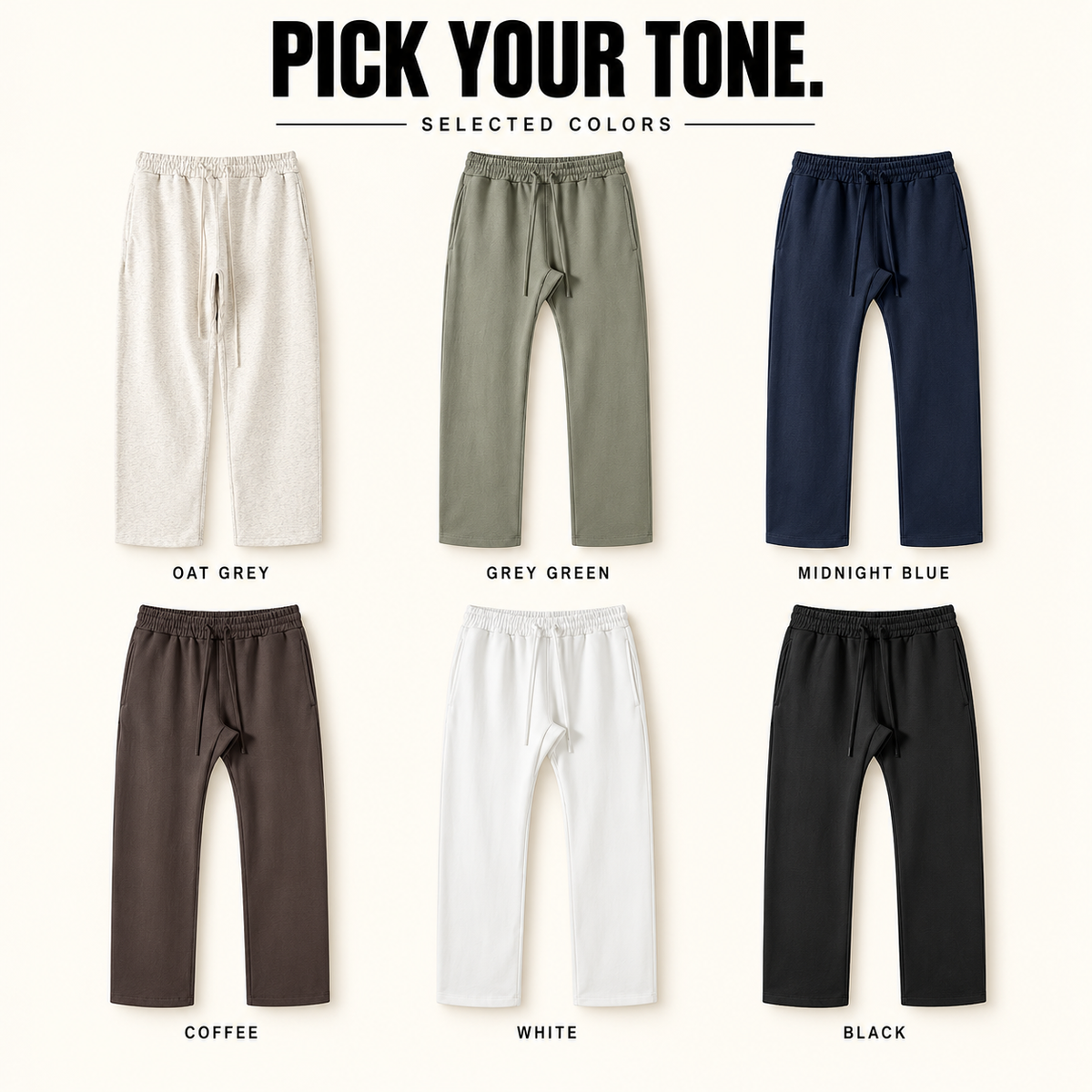 A6822 heavy terry straight-leg sweatpants, ready-stock color selection