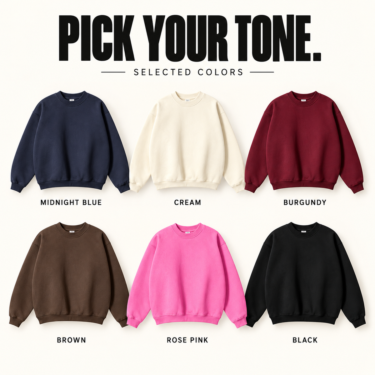 A7042 relaxed fleece crewneck sweatshirt, ready-stock color selection