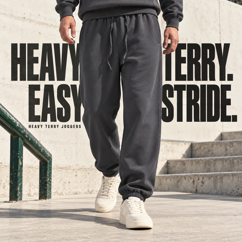 Heavy Terry Elastic-Cuff Joggers