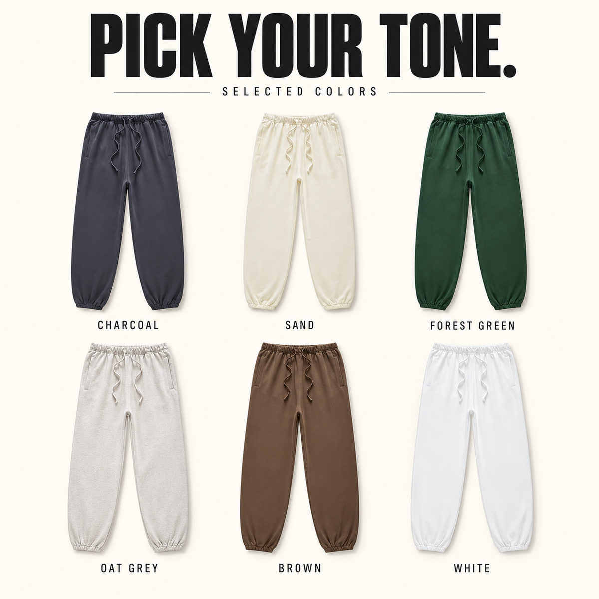 A7113 heavy terry elastic-cuff joggers, ready-stock color selection