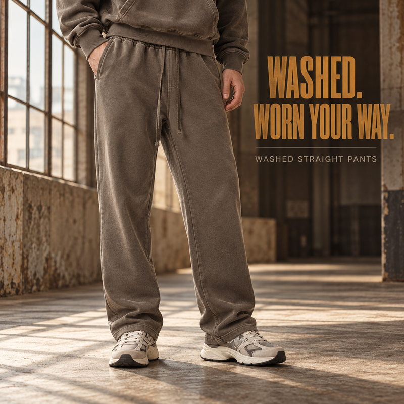 Vintage Washed Straight-Leg Sweatpants