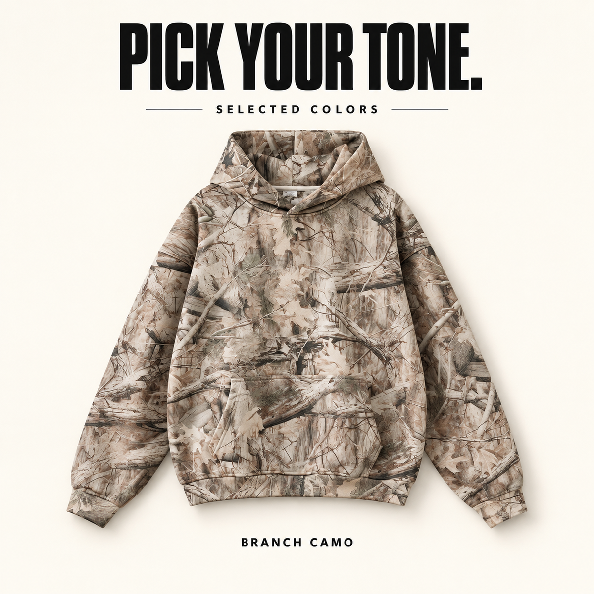 A81552 branch camo fleece pullover hoodie, ready-stock color selection