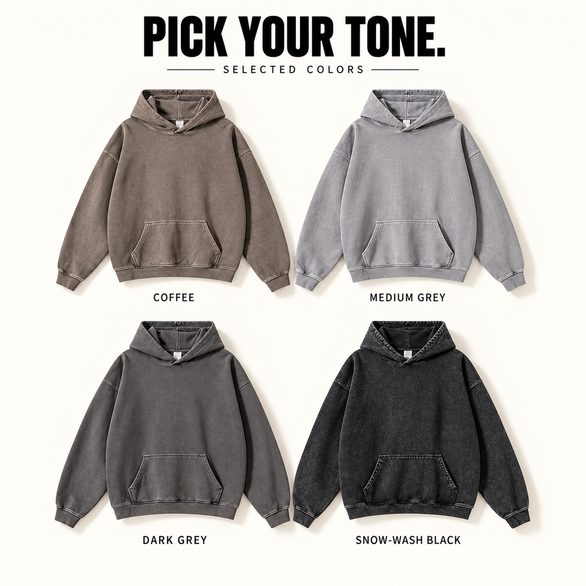 A83552 heavy washed cotton pullover hoodie, ready-stock color selection