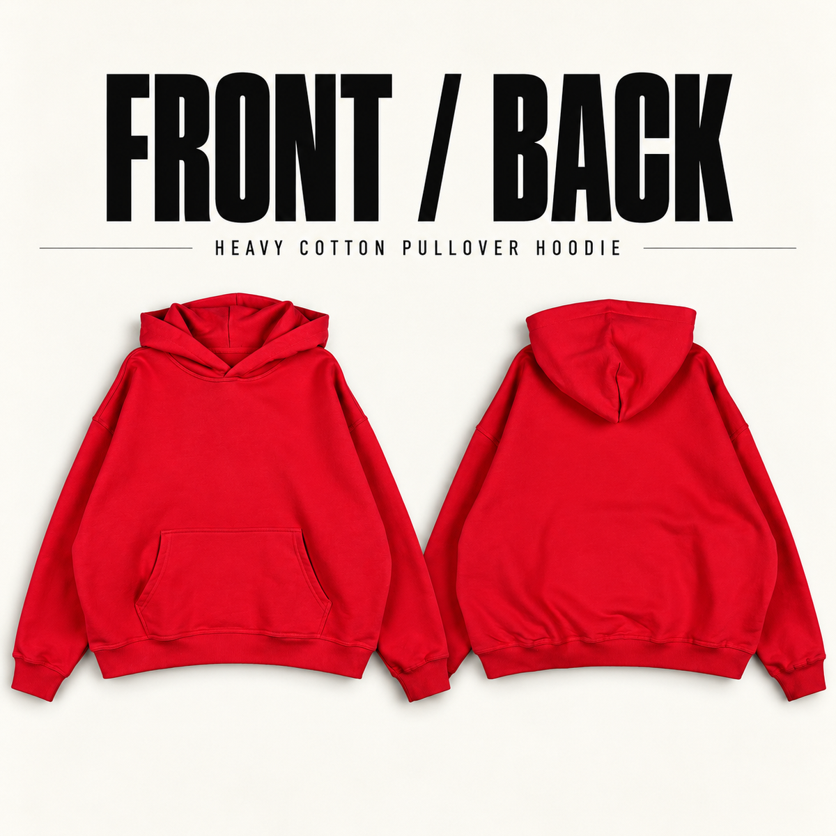 A86362 heavy brushed cotton pullover hoodie, front and back garment construction