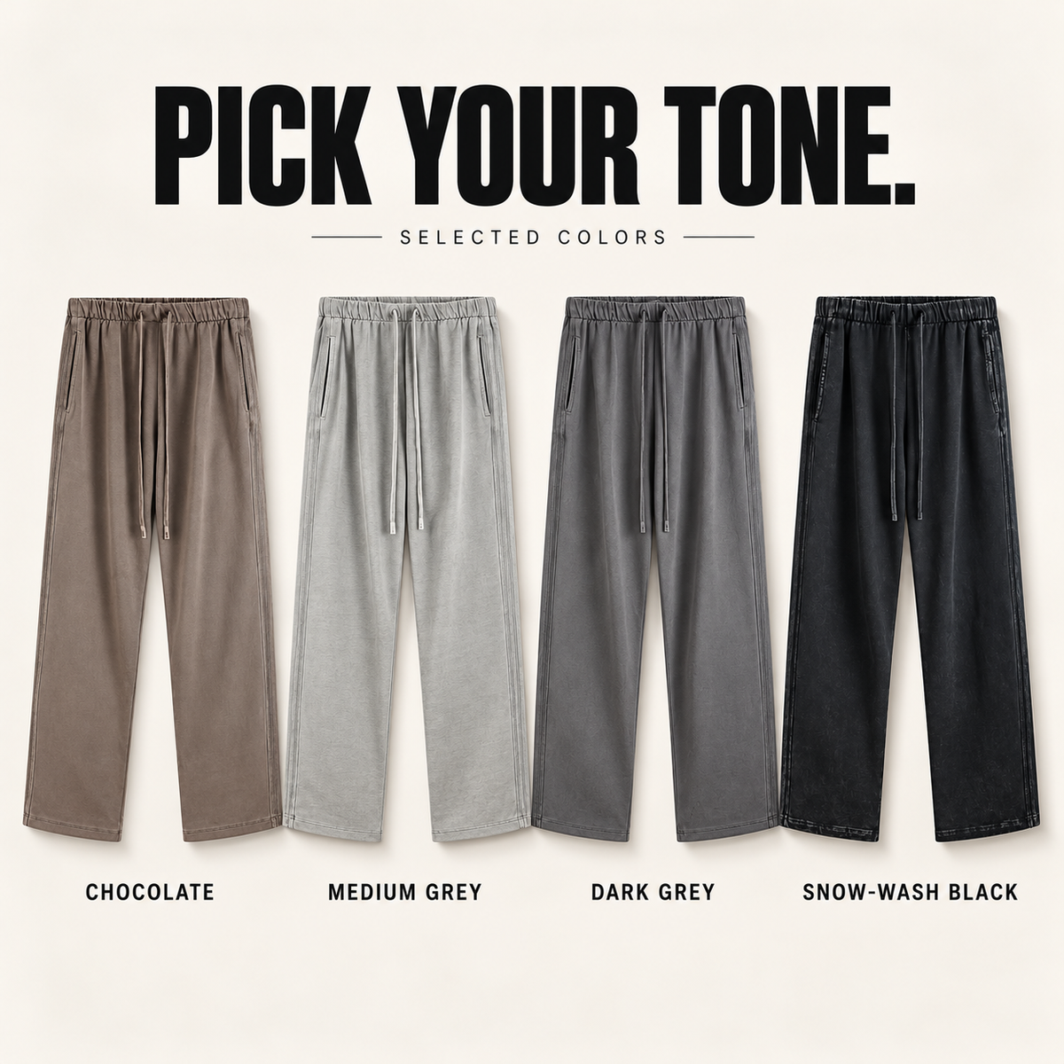 A9013 washed cotton straight-leg drawcord pants, ready-stock color selection