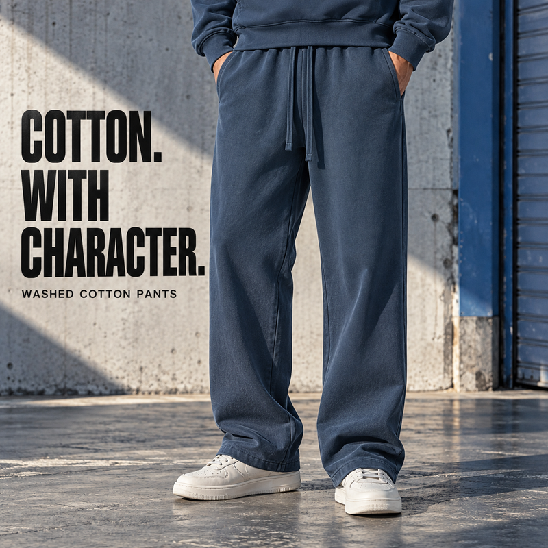 Washed Cotton Straight-Leg Sweatpants